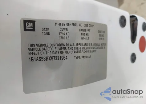 2009 Chevrolet Cobalt Ls from USA, damaged, VIN 1G1AS58HX97221964